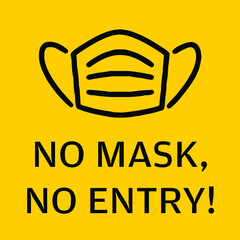 No Entry without Face Mask pictogram vector illustration to protect from COVID-19 Coronavirus Pandemic.