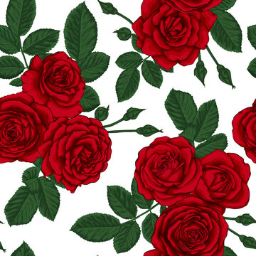 beautiful vintage seamless pattern with bouquets of roses and leaves design greeting card and invitation of the wedding, birthday, Valentine's Day, mother's day and other holiday