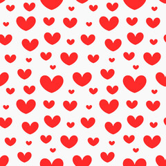 Red hearts flat seamless pattern.