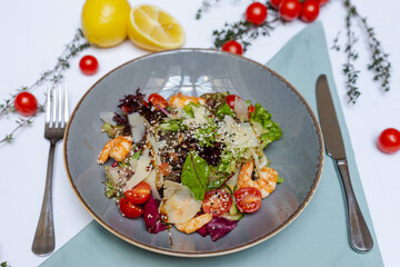 veggie, breakfast, shrimp salad