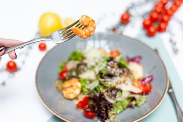 veggie, breakfast, shrimp salad