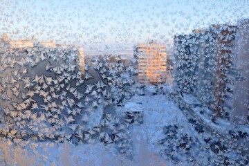 frost patterns on the glass