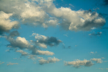 Fototapeta na wymiar blue sky with cloud closeup different shape