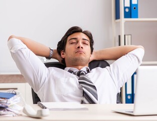 Obraz premium Young handsome businessman working in office