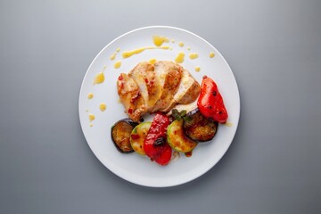 Grilled chicken breast with vegetables