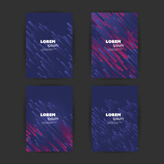 Set of 4 Flyer, Card or Banner Designs with Abstract Phantom Blue and Purple Colored Minimalist Geometric Pattern Backgrounds, Multi Purpose Templates