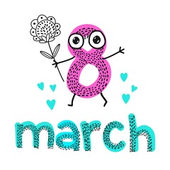 The inscription on March 8 with small dashes.