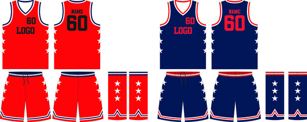 Basketball uniform Custom Design mock ups templates design for basketball club t-shirt mockup for basketball jersey. Front view, back view and side view basketball shirt and shorts Vector