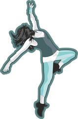 Dancer Girl Digital Illustration, Hand Drawn Girl Silhouette, T-shirt Print