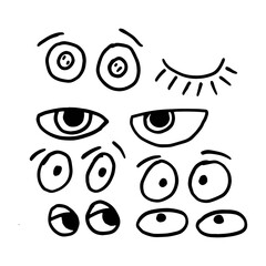 Set of emotional eyes. Sadness, anger, surprise, doubt.