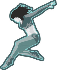 Dancer Girl Digital Illustration, Hand Drawn Girl Silhouette, T-shirt Print
