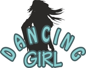 Dancer Girl Digital Illustration, Hand Drawn Girl Silhouette, T-shirt Print