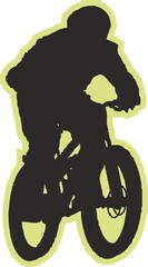 Cyclist sports silhouette, Hand drawn digital illustration