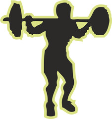  Bodybuilding sports silhouette, Digital illustration