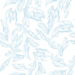 Fototapeta premium Gentle light airy pattern. Seamless abstract blue floral texture on a white background.