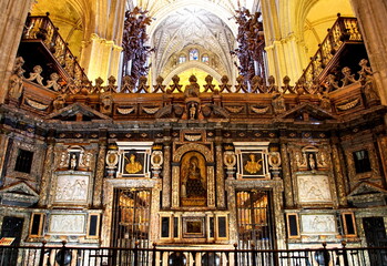 Fototapeta na wymiar Interior of the Cathedral of Saint Mary of the See in Seville, Andalusia, Spain