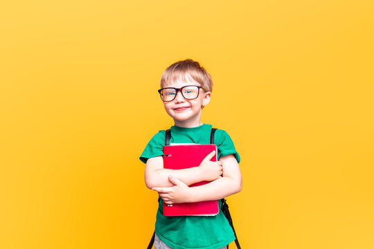 Back To School, Little Schoolboy Posing On Camera, Happy Boy.