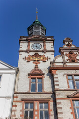 Fototapeta na wymiar Tower of the old post office in Schwerin, Germany