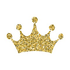 Gold glitter crown, royal sign on white background vector illustration. Symbol of vip, aristocracy and monarchy. Glamour isolated icon with sparkling texture