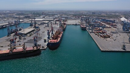 Obraz premium Ashdod Port, Containers, Aerial view, Israel
