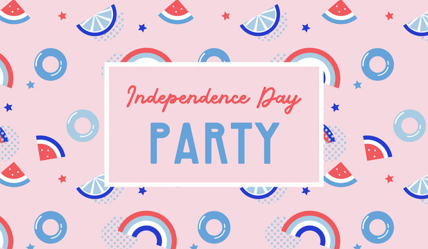 American Independence Day celebration. banner with greeting design with USA patriotic colors. Collection of greeting background designs, 4th of july, social media promotional content. Vector illustrat