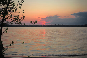 Sunset on the bank of Volga