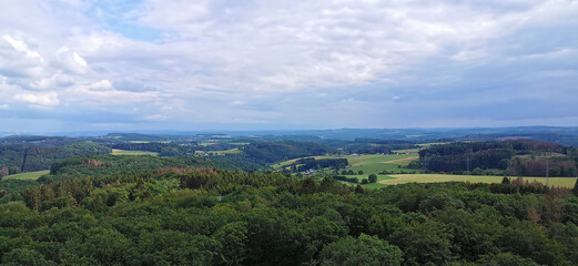 Fototapeta na wymiar Panorama Bergisches Land bei Waldbröl in Nordrhein Westfalen