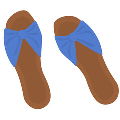 Women's sandals isolated on white background. Summer footwear in cartoon style.
