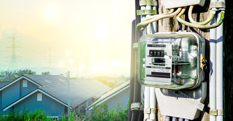 Electricity meter reading for use in home appliance, Meter measuring instrument, Watt-hour meter to...