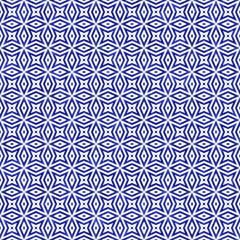 Naklejka premium Blue and white star burst abstract geometric seamless textured pattern background