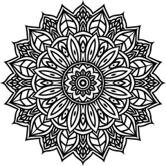 Vector mandala art or circular pattern for decoration elements, meditation poster, stress relief, henna, adult coloring book page, decoration card.
