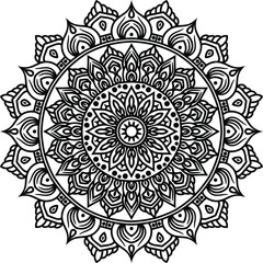 Vector mandala art or circular pattern for decoration elements, meditation poster, stress relief, henna, adult coloring book page, decoration card.
