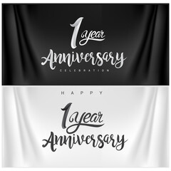 1st Anniversary Celebration Logotype. Anniversary handmade Calligraphy. Vector design for invitation card, banner and greeting card