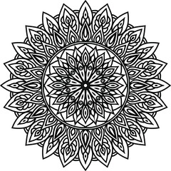Vector mandala art or circular pattern for decoration elements, meditation poster, stress relief, henna, adult coloring book page, decoration card.

