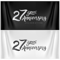 27th Anniversary Celebration Logotype. Anniversary handmade Calligraphy. Vector design for invitation card, banner and greeting card