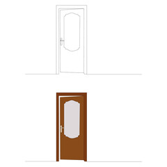 door drawing in one continuous line, sketch