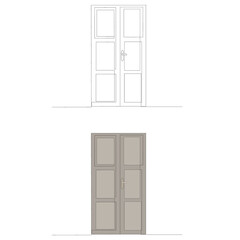  doors closed drawing in one continuous line, sketch
