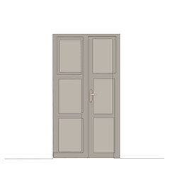  doors closed drawing in one continuous line, sketch