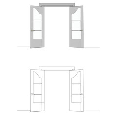 door drawing in one continuous line, sketch
