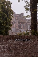 View of King's College in the University of Aberdeen in the fog