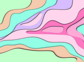 Colorful paper cut background. Modern origami design. Greeting card, banner. Vector illustration.