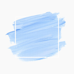 Blue brush stroke paint texture background vector over square frame. Perfect design for logo or banner.