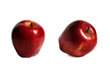 two fresh red apples isolated on white background