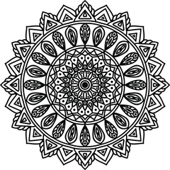Circular pattern mandala art decoration elements for meditation poster, adult coloring book page, tattoo, henna, mehndi
