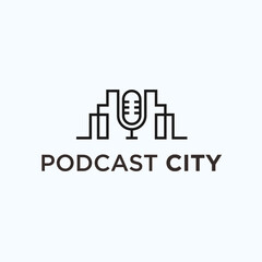 podcast city logo. bottle icon