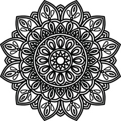 Circular pattern mandala art decoration elements for meditation poster, adult coloring book page, tattoo, henna, mehndi

