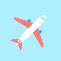 The best plane vector illustration icon in blue background. Suitable for many purposes.