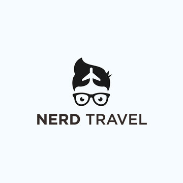 travel nerd logo. nerd icon