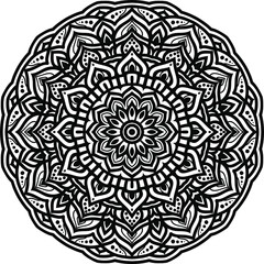 Circular pattern mandala art decoration elements for meditation poster, adult coloring book page, tattoo, henna, mehndi
