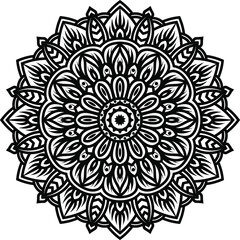Circular pattern mandala art decoration elements for meditation poster, adult coloring book page, tattoo, henna, mehndi
